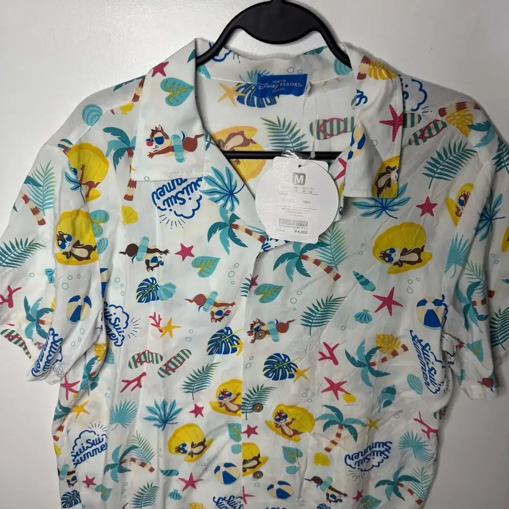 Tokyo Disney Resort Sui Sui Summer Chip 'n Dale Tropical M Button-Down Shirt